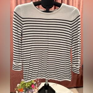 Liz Claiborne Black and White Striped Crew Neck Sweater